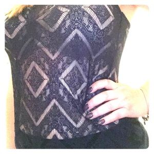 Blue all lace tank top